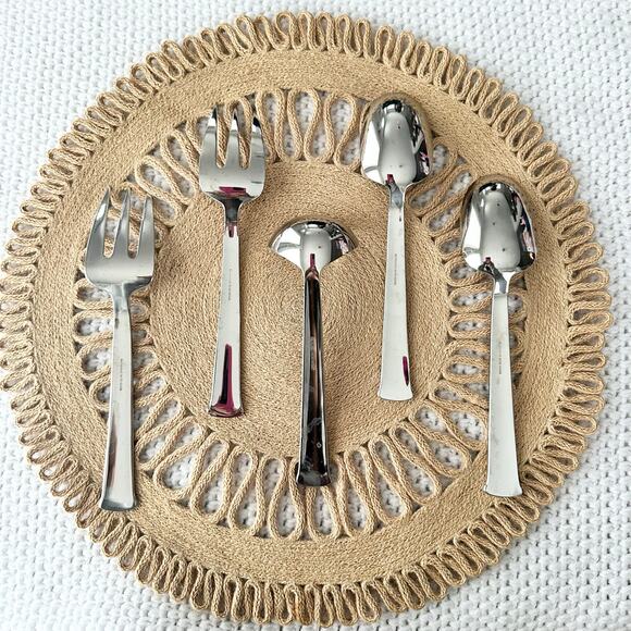 Reed & Barton Arlington Newton 18/10 Stainless Serving Spoons Meat Forks Set 5 - Picture 4 of 6